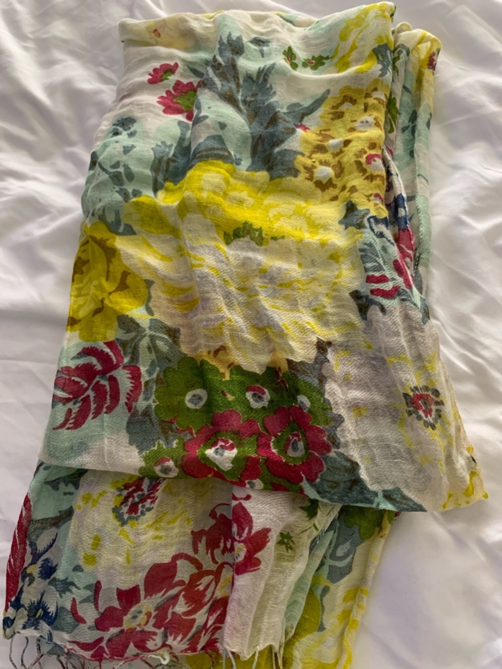 Epice Linen and Cotton Floral Scarf